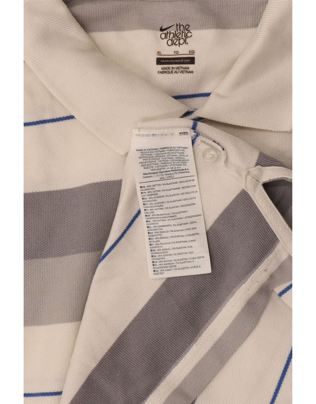 Nike herre poloshirt XL gråstribet bomuld
