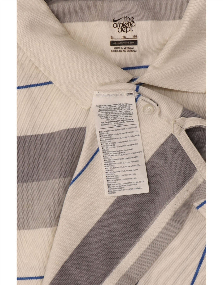 Nike herre poloshirt XL gråstribet bomuld