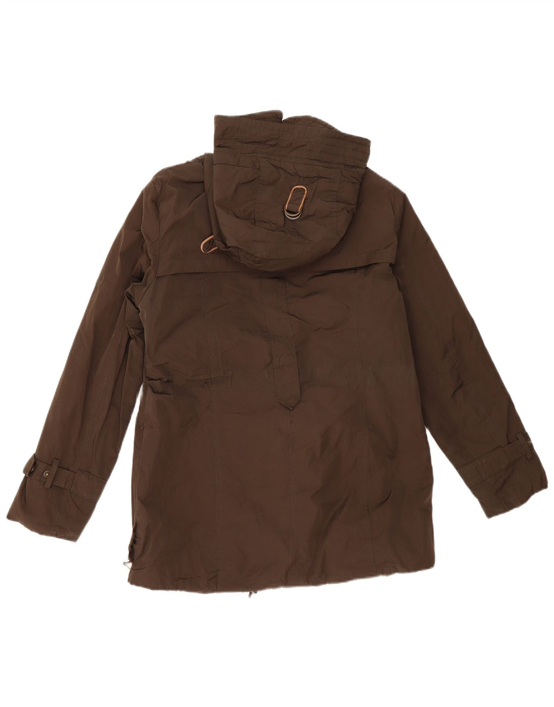 MASSIMO DUTTI Dame Hætte-vindjakke UK 14 Medium Khaki Bomuld