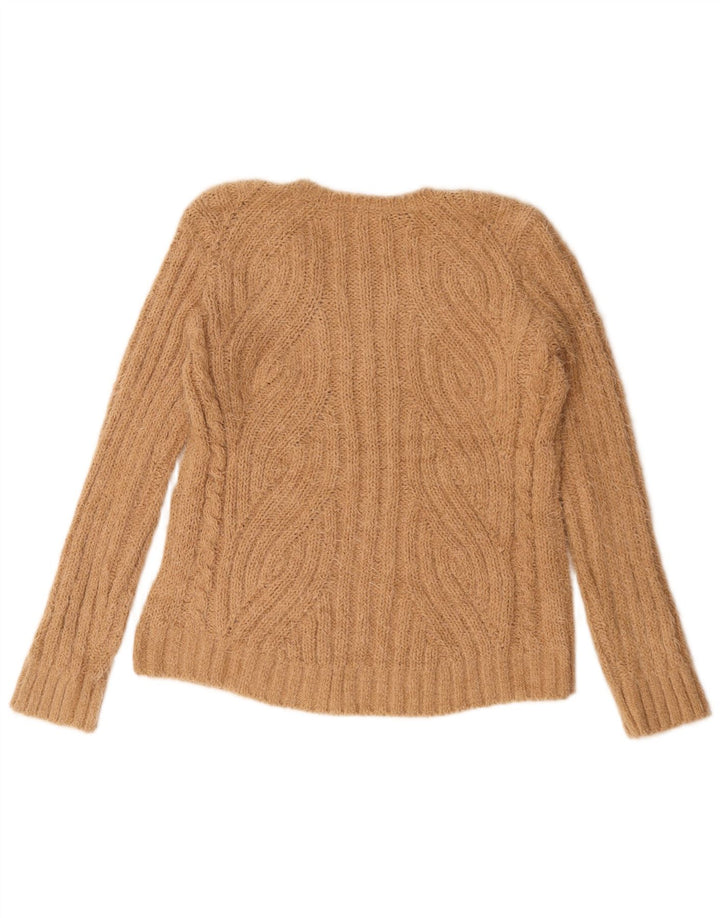 Marks & Spencer Dame V-hals sweater UK 14 Medium Beige Polyester