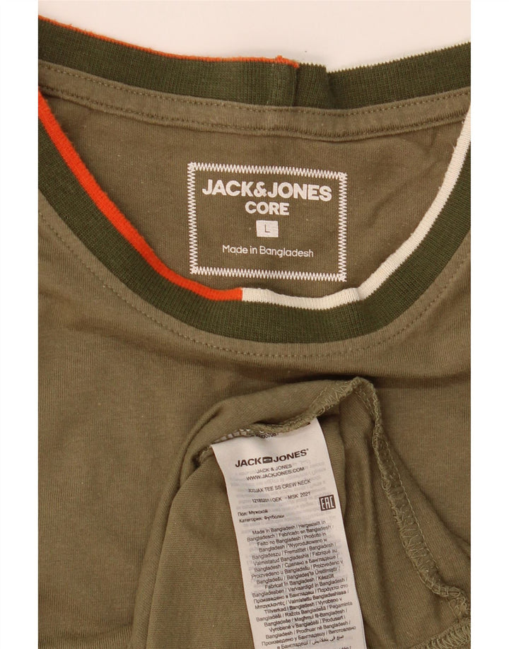 JACK & JONES Herre T-Shirt Top Stor Khaki Bomuld