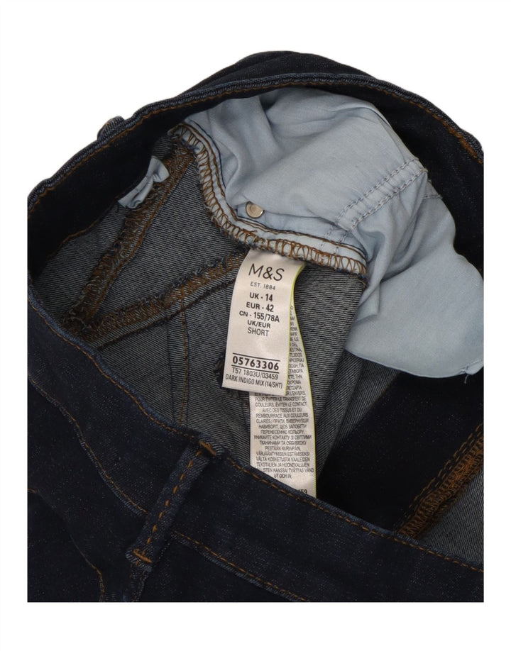 Marks & Spencer Dame Short Bootcut Jeans UK 14 Medium W30 L28 Blå Bomuld