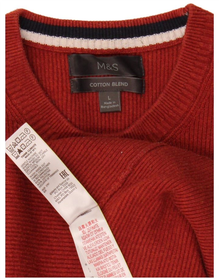 Marks & Spencer Herre sweater med rund hals, stor orange polyester