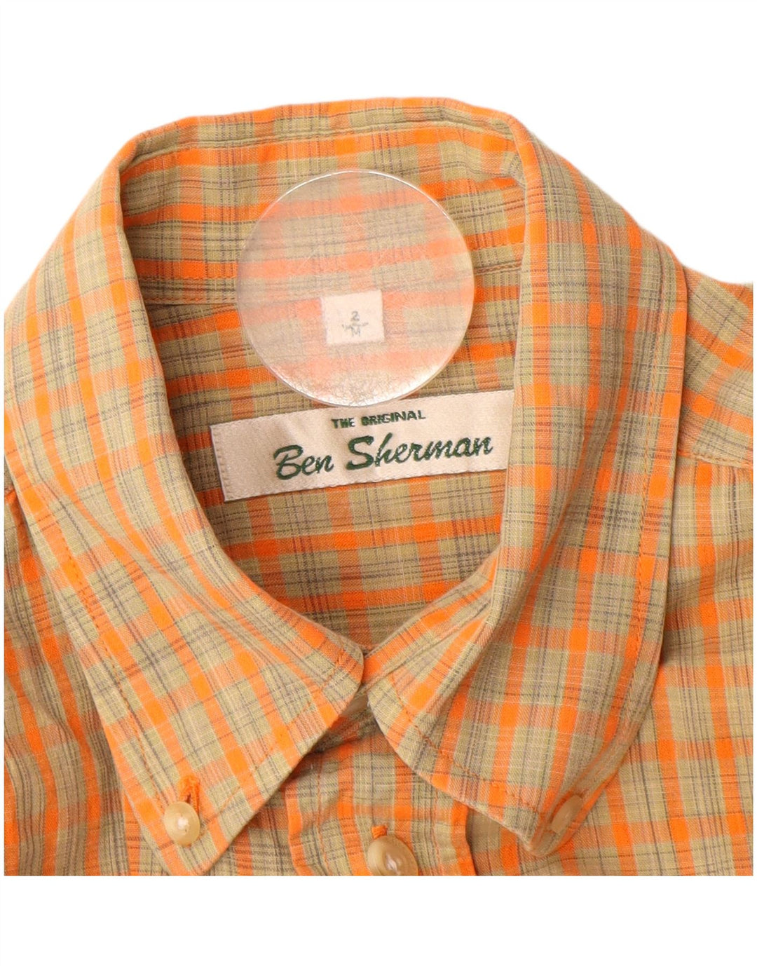 BEN SHERMAN Kortærmet herreskjorte Medium orange ternet