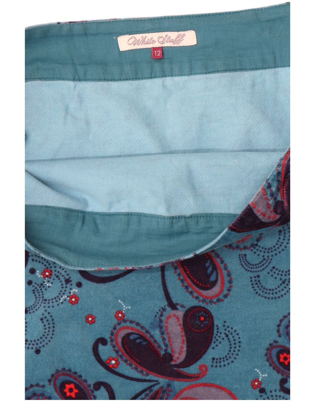 White Stuff Lige nederdel til kvinder UK 12 Medium W32 Blue Paisley