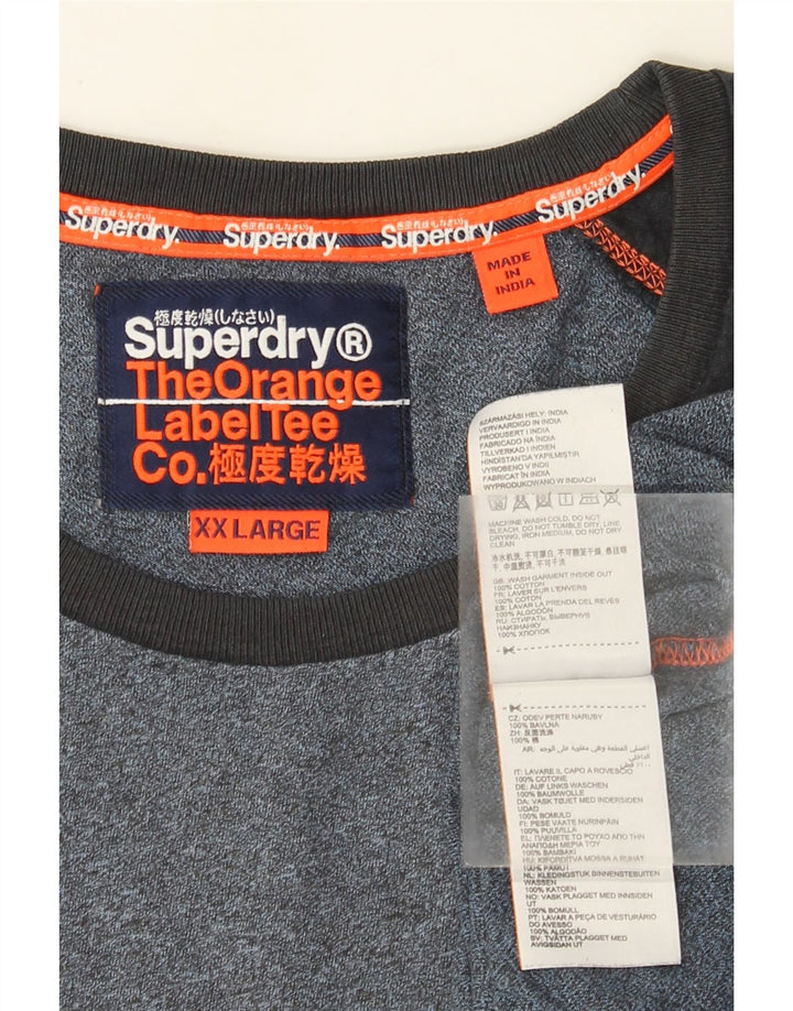 Superdry Herre T-shirt Top 2XL Blå Colourblock Bomuld