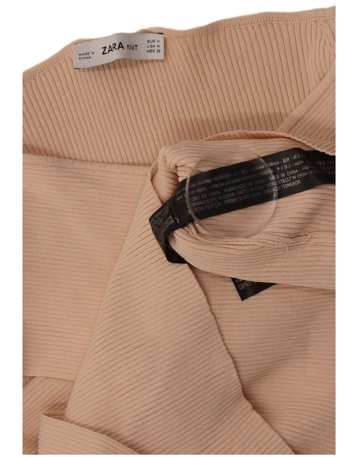 Zara langærmet, afskåren skuldertop UK 12 Medium Beige Viscose