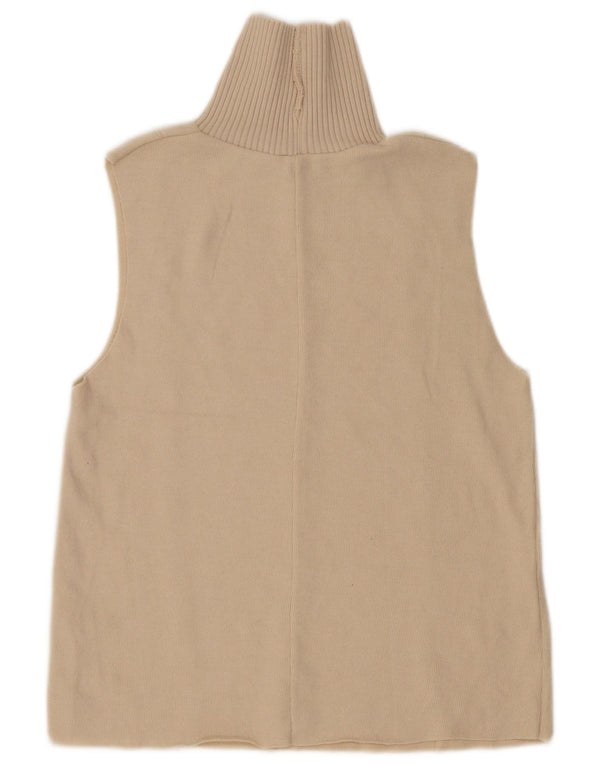 Zara Dame Vest Tank Top UK 14 Medium Beige Polyester