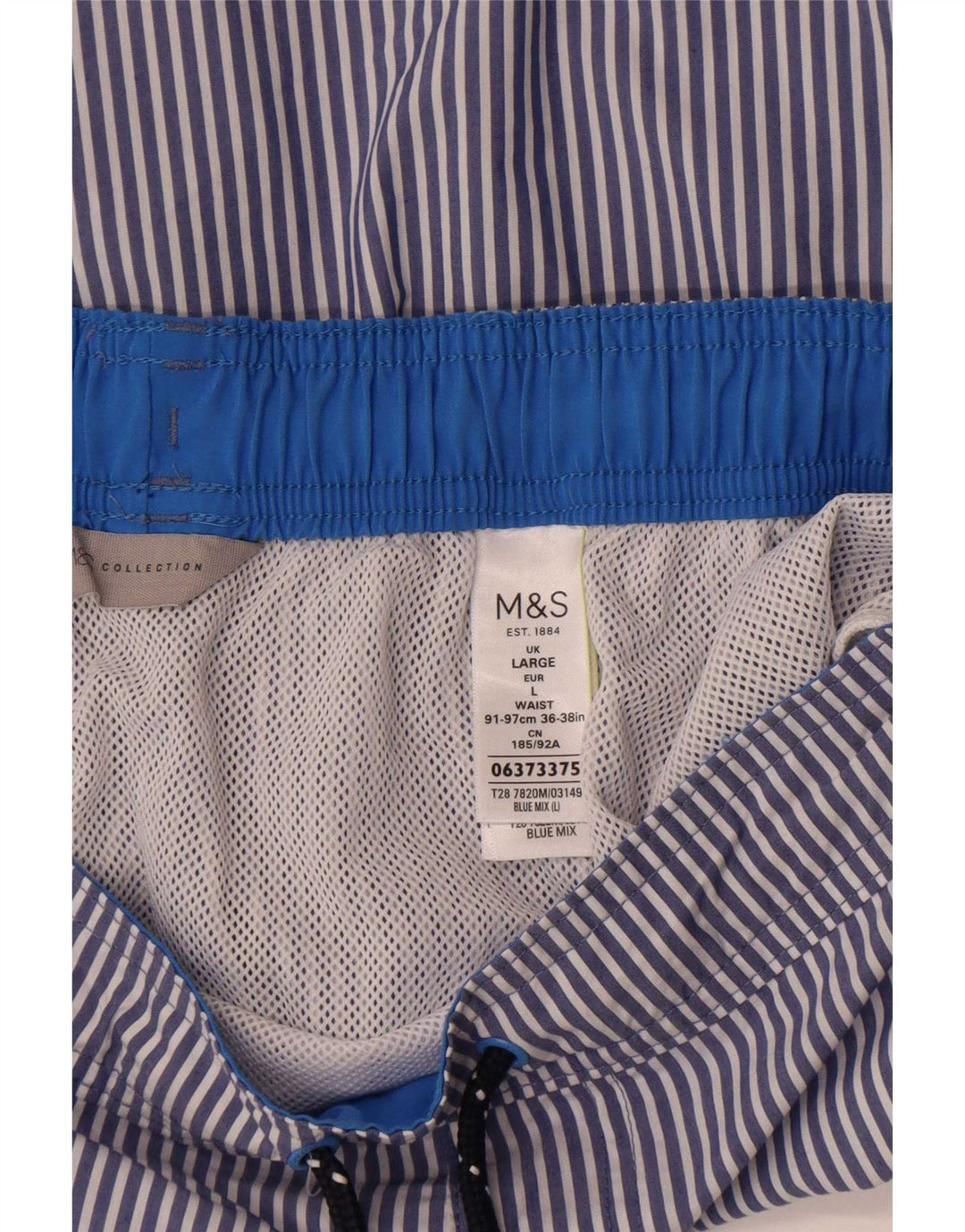 Marks & Spencer Badeshorts til mænd store blå nålestribet bomuld