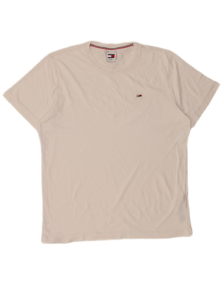 Tommy Hilfiger Herre T-Shirt Top Medium Hvid Bomuld