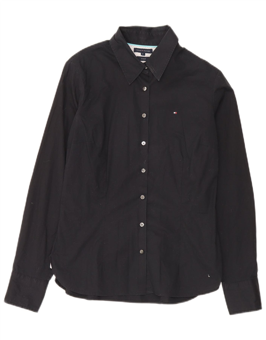 Tommy Hilfiger Dame Stretch Shirt US 8 Medium Sort Bomuld