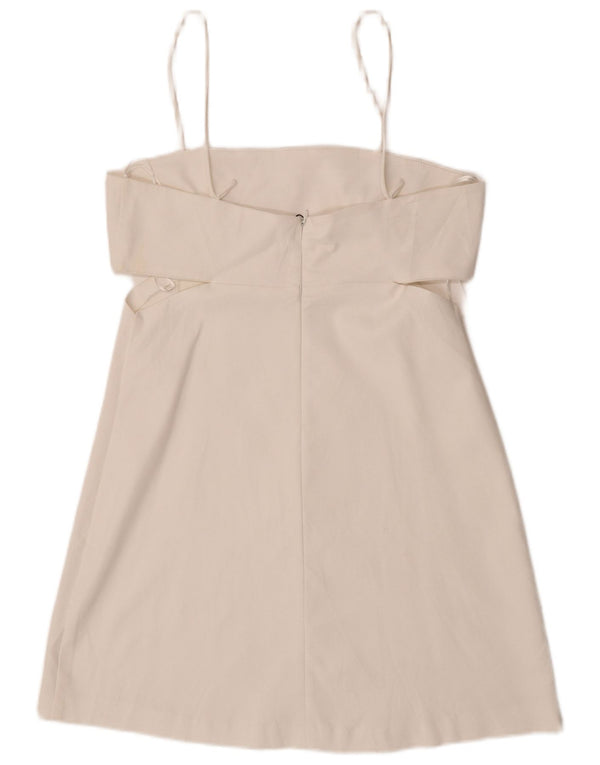 Zara Womens Cut Out Mini Off Shoulder Kjole UK 14 Large White Bomuld