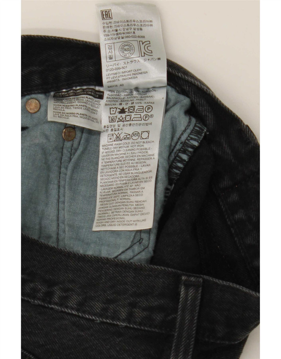 Levi's Womens 501 denimshorts W27 Small Black Bomuld
