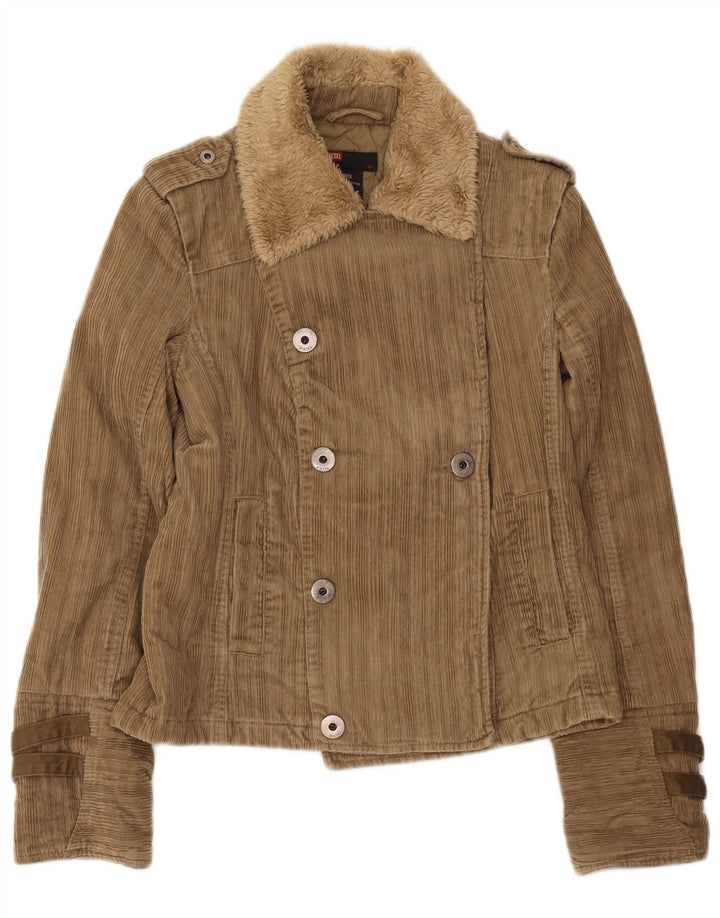 Diesel Dame Military Corduroy Jacket UK 12 Medium Khaki