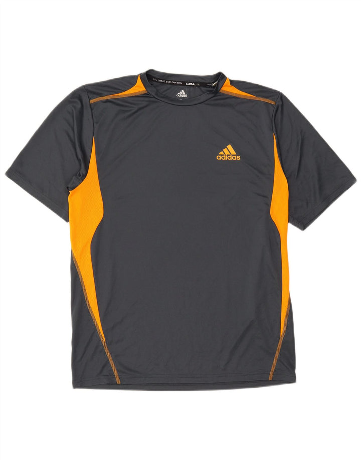 Adidas Herre Climalite T-Shirt Top Medium Grey Colourblock Polyester