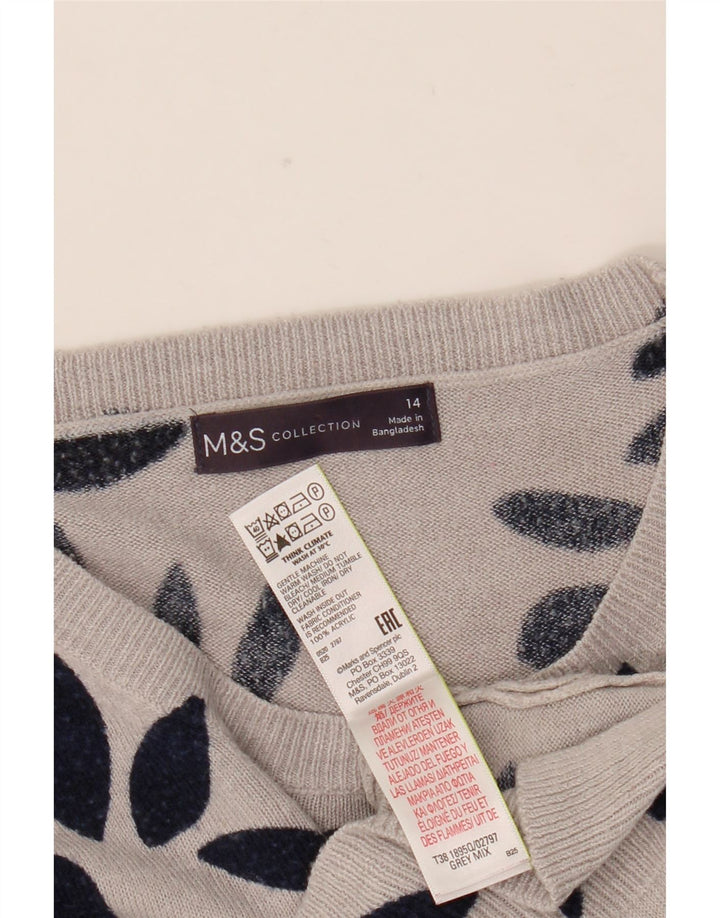 Marks & Spencer Dame Boat Neck Jumper Sweater UK 14 Large Grey