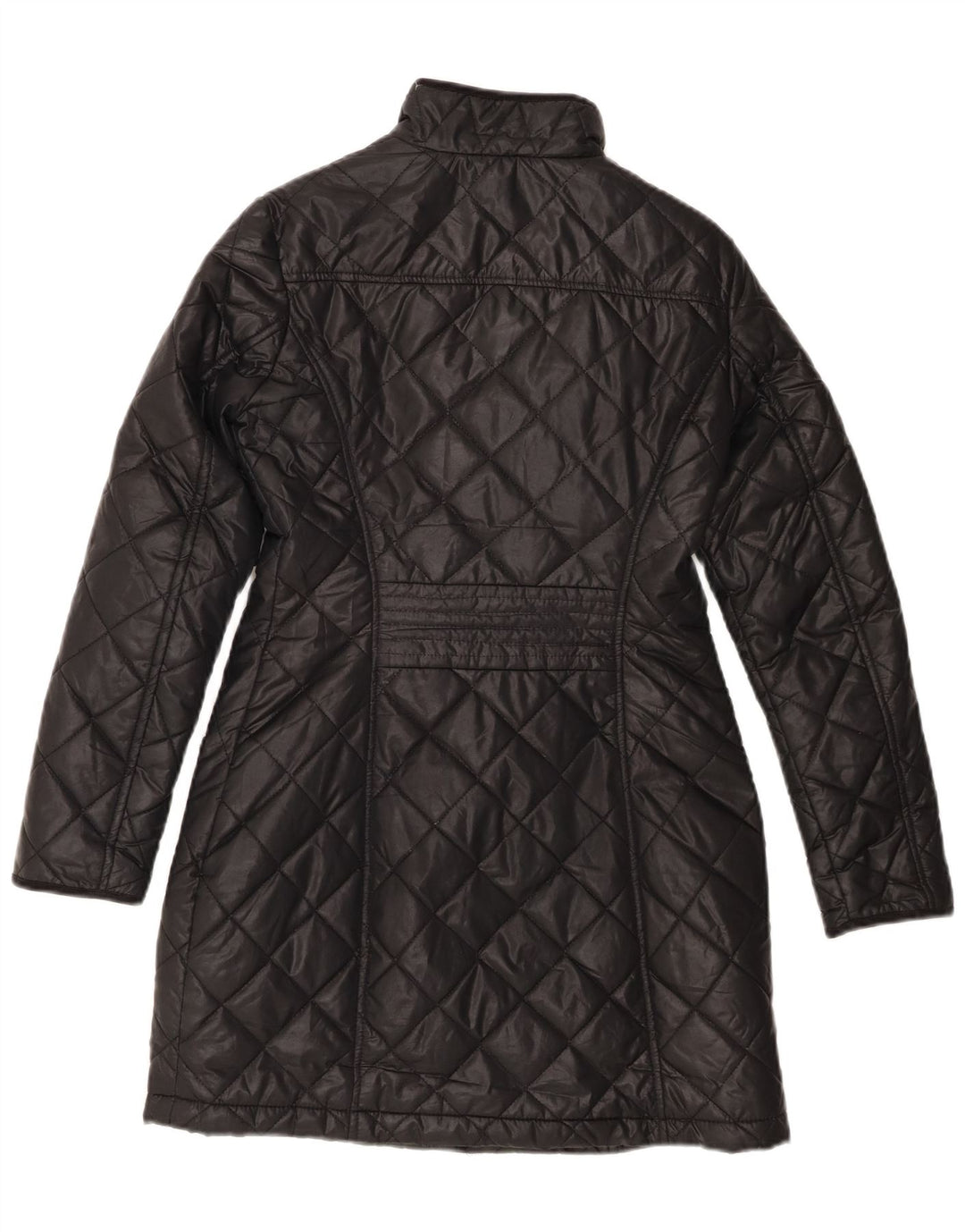 BENETTON Womens Quilted Overcoat UK 8 Small Black Polyester