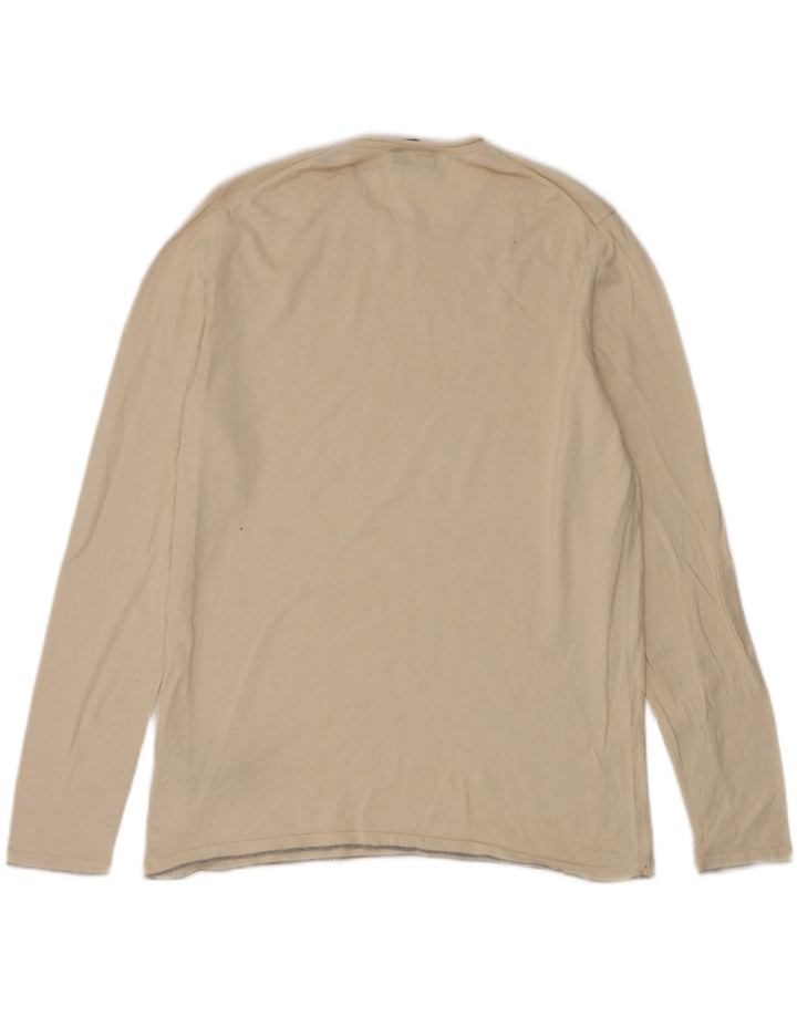 Massimo Dutti Dame Top Langærmet UK 18 XL Beige Bomuld