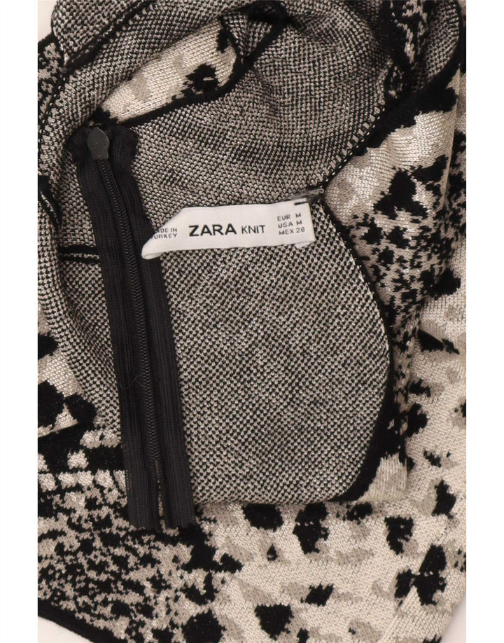 Zara Dame Halter Top UK 12 Medium Black Animal Print