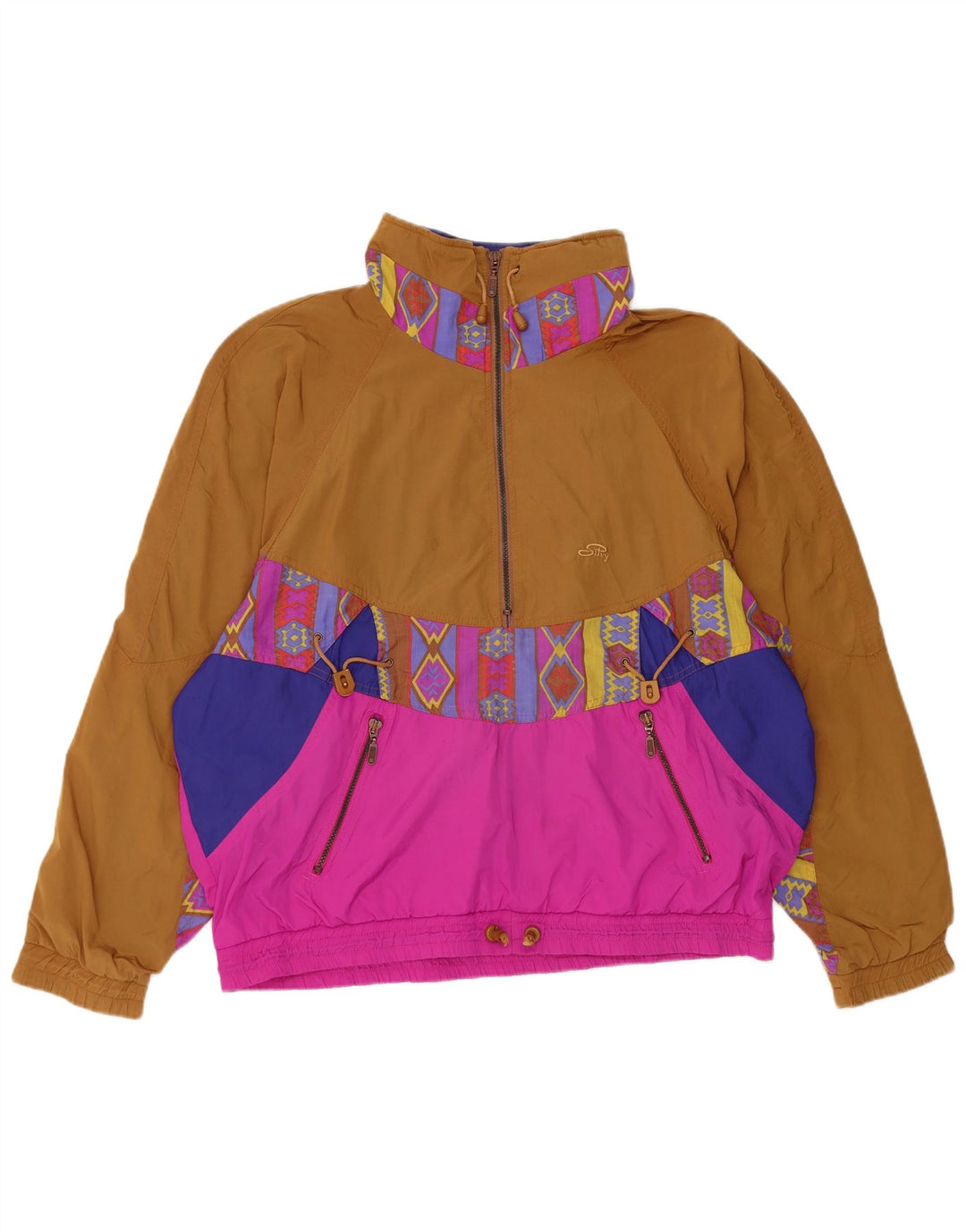 Silvy Dame Oversized Anorak Jacket IT 44 Medium Beige Colourblock