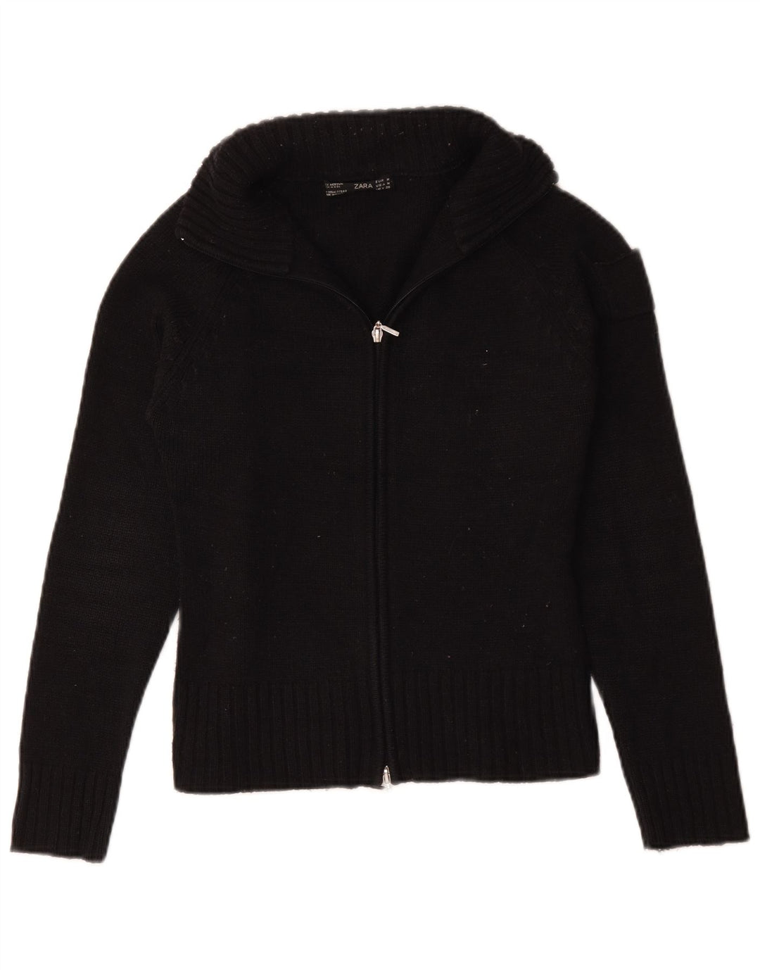 Zara Dame Cardigan Sweater UK 12 Medium Navy Blue Akryl