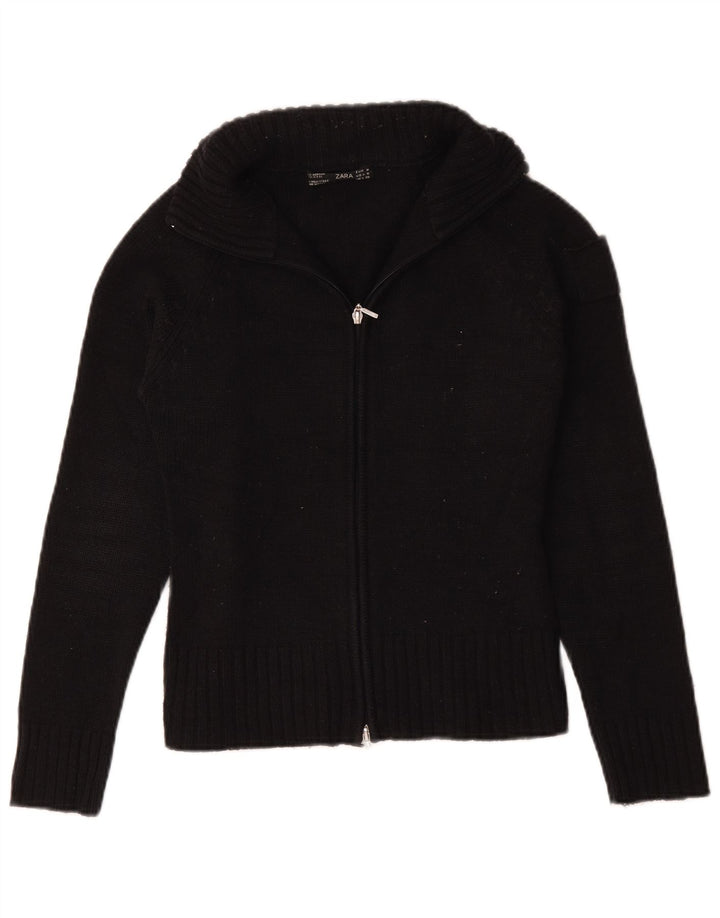Zara Dame Cardigan Sweater UK 12 Medium Navy Blue Akryl