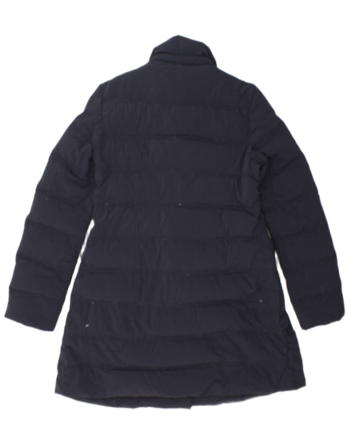 Aspesi Dame Dobbeltradet Polstret Frakke UK 10 Small Navy Blue Polyamide