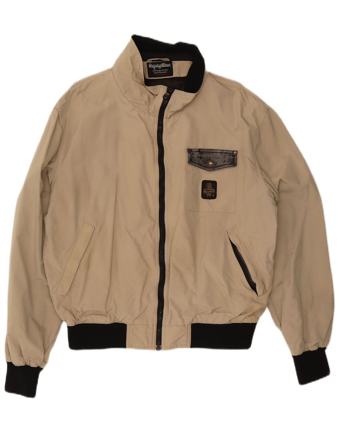 Refrigiwear Herre Bomber Rain Jacket UK 42 2XL Beige Colourblock