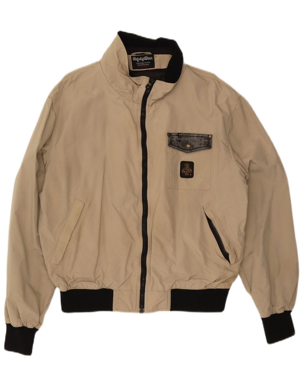 Refrigiwear Herre Bomber Rain Jacket UK 42 2XL Beige Colourblock