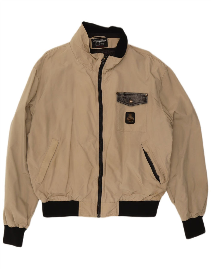 Refrigiwear Herre Bomber Rain Jacket UK 42 2XL Beige Colourblock