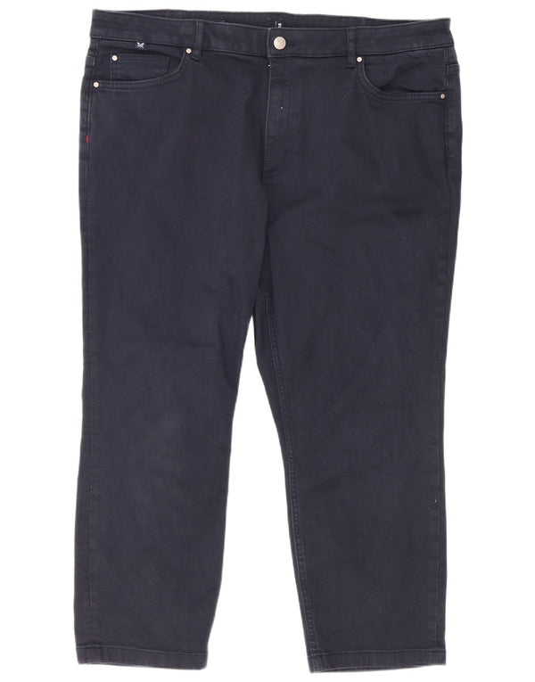 Crew Clothing Dame højtaljede cropped bukser UK 18 XL W38 L24 Navy Blue