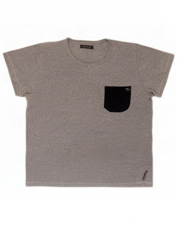 French Connection Dame T-Shirt Top UK 16 Large Grey Flecked Cotton