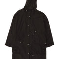 Zara Dame Hætte Loose Fit Regnfrakke UK 14 Medium Sort Polyester