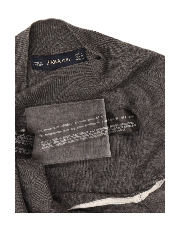 ZARA Dame Turtle Neck Sweater UK 12 Medium Grey Viscose