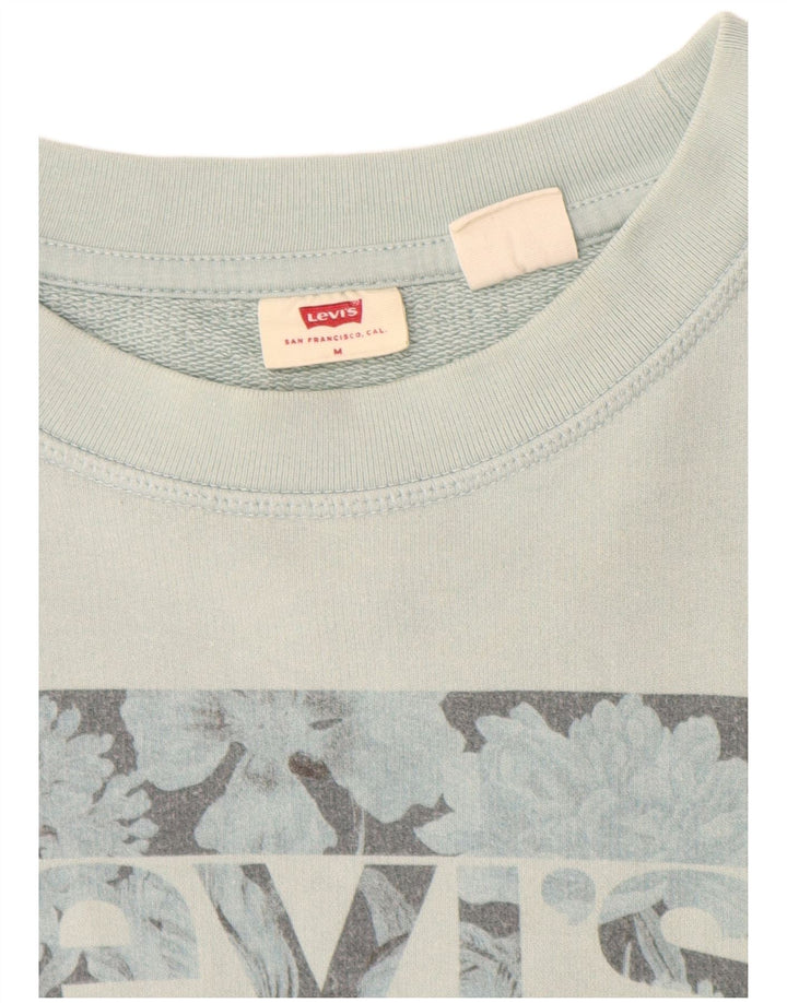 Levi's Dame grafisk sweatshirt Jumper UK 14 Medium turkis bomuld