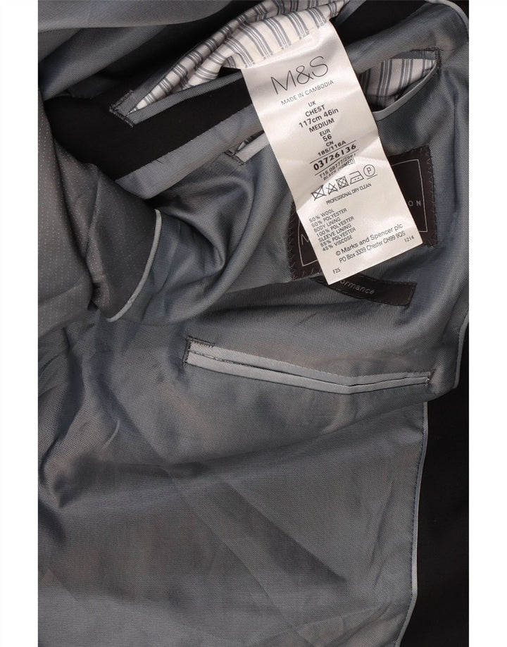 Marks & Spencer Herre 2-knaps blazerjakke UK 46 XL Sort Uld