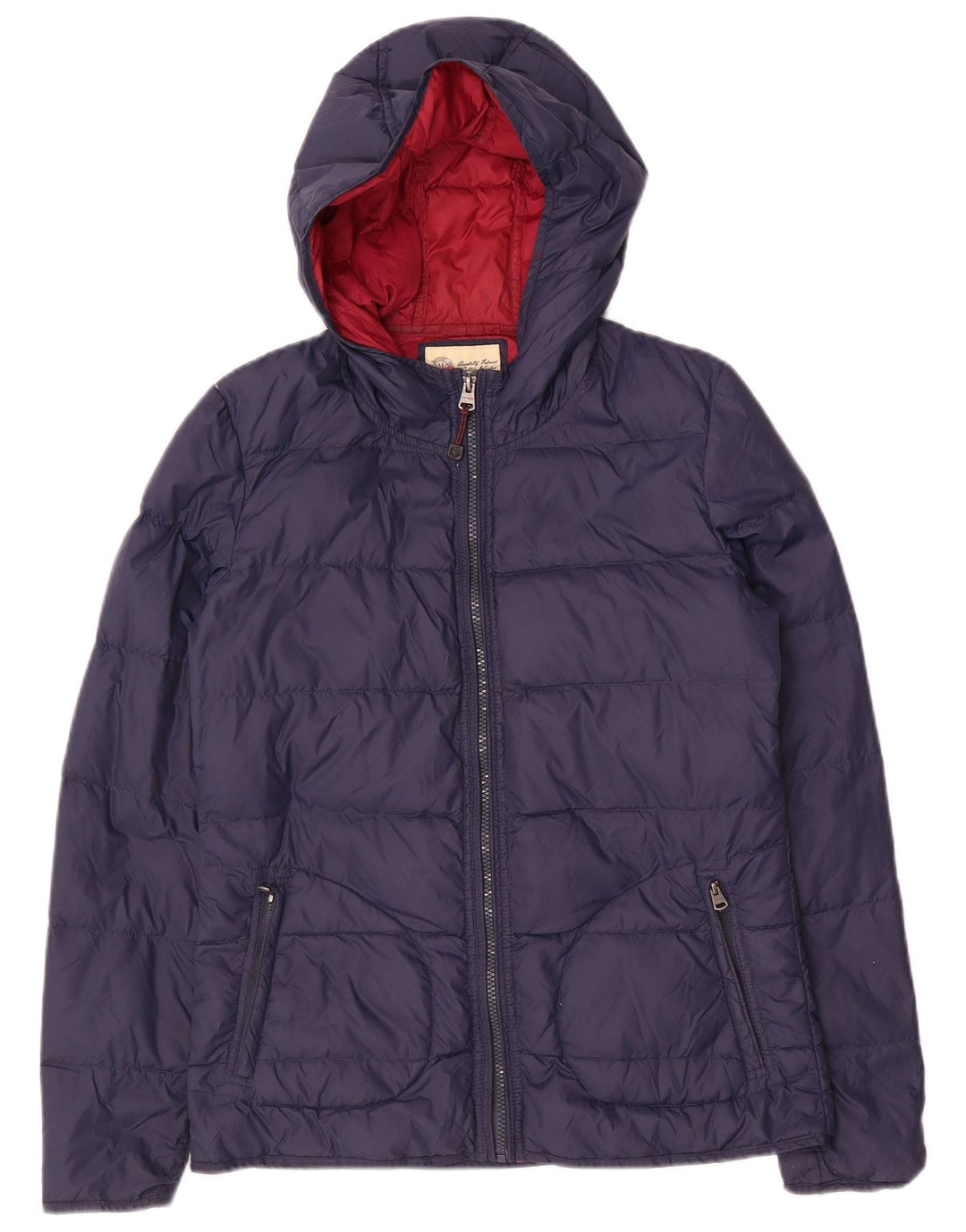 FAT FACE Dame hættepolstret jakke UK 10 Small Navy Blue Nylon