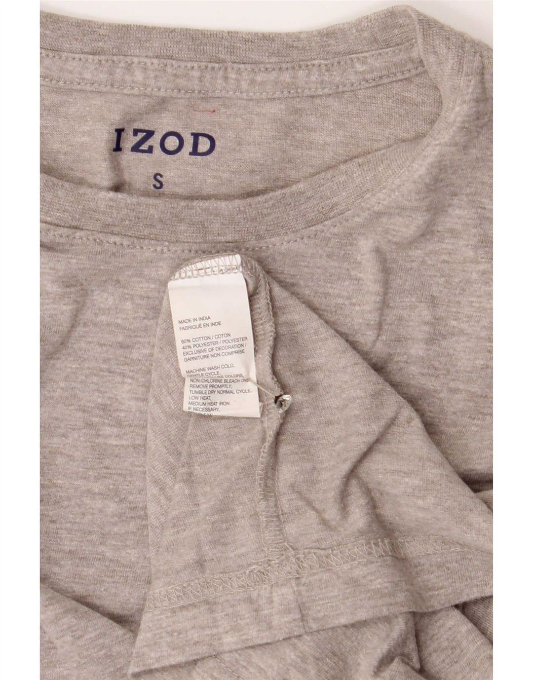 Izod Herre T-Shirt Top Lille Grå Bomuld
