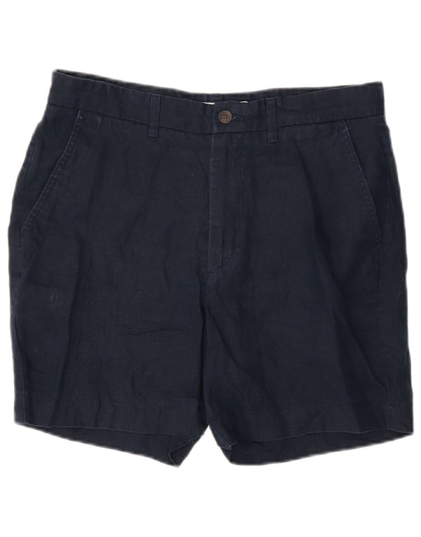 Zara Mens Chino Shorts Medium W31  Navy Blue Linen