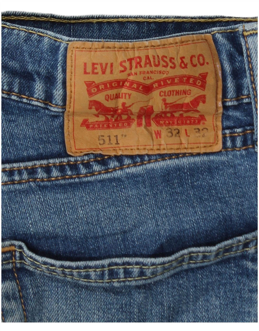 LEVI'S Herre 511 Acid Wash Slim Jeans W32 L32 Blå Bomuld