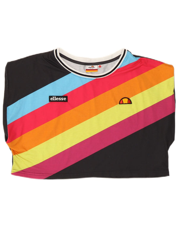 Ellesse Womens Heritage Crop Grafisk Vest Top UK 10 Small Black Striped