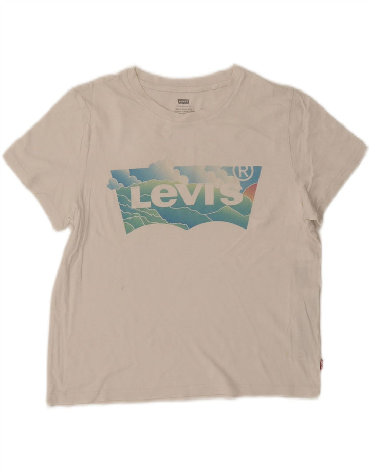 LEVI'S Womens Graphic T-Shirt Top UK 10 Small White Cotton