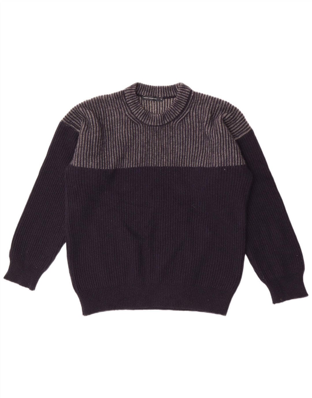 French Connection Herre rund hals sweater XL marineblå stribet uld