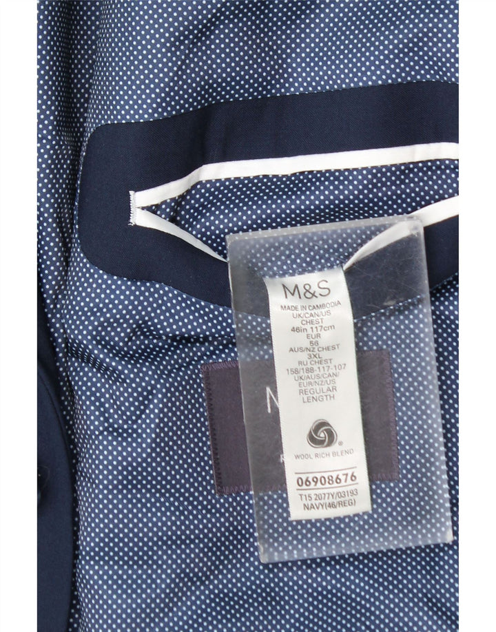 Marks & Spencer Herre 2-knaps blazerjakke EU 56 3XL Marineblå Uld