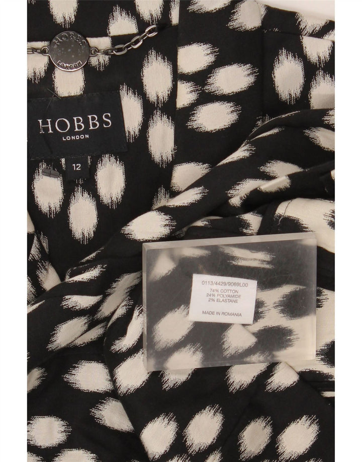 Hobbs Dame 3/4 ærmet åben blazerjakke UK 12 Medium Sort Plettet