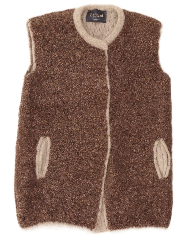 Vintage dame ærmeløs åben cardigan sweater UK 14 medium brun