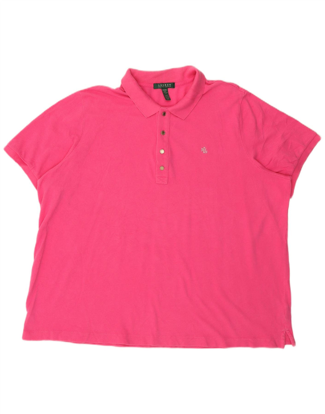 RALPH LAUREN Dame Polo Shirt UK 22 3XL Pink Bomuld