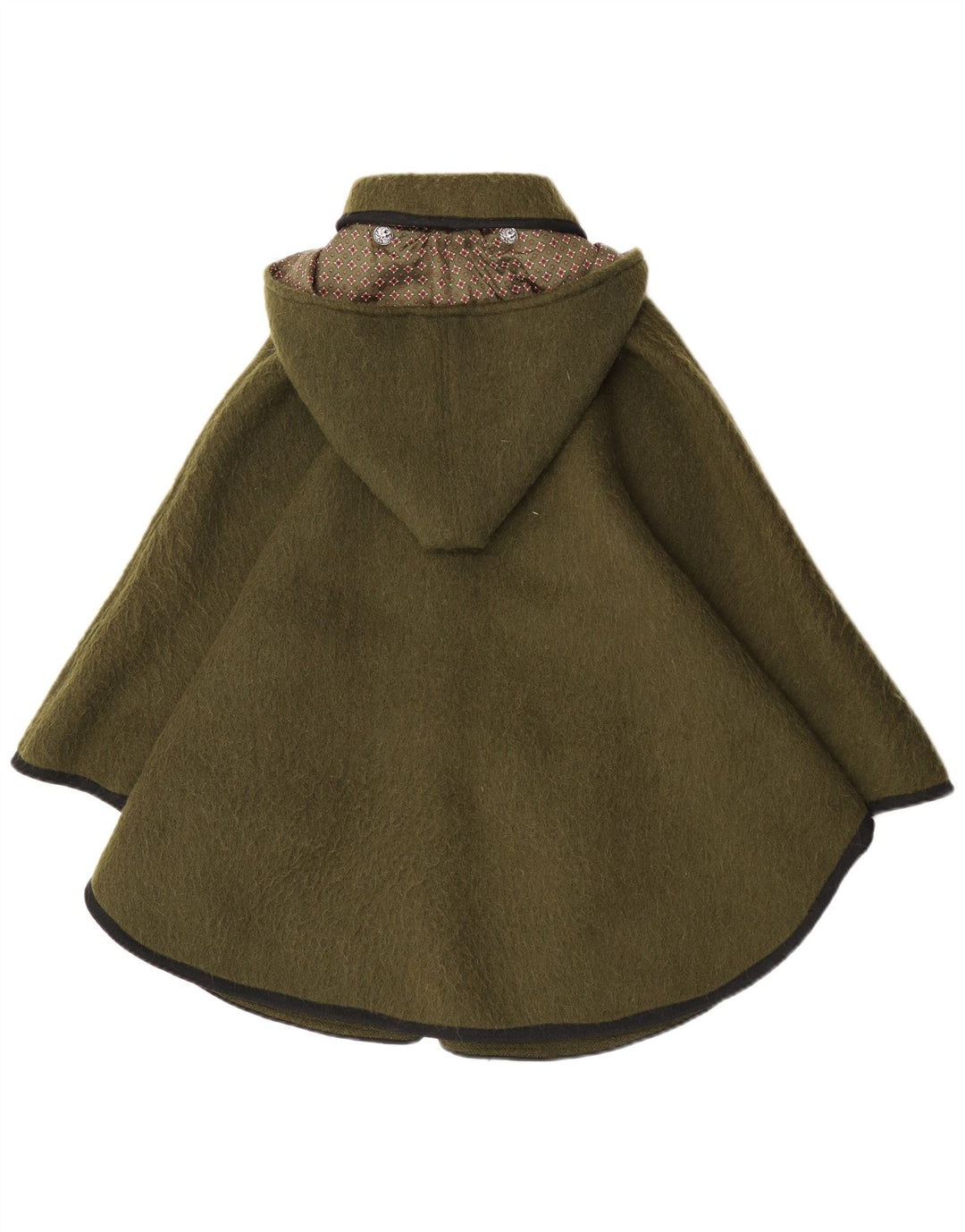 Orig. Dachstein Dame Hætte Poncho Coat IT 40 Small Khaki New Wool