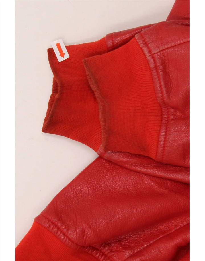 BENETTON Womens Leather Jacket UK 10 Small Red Leather