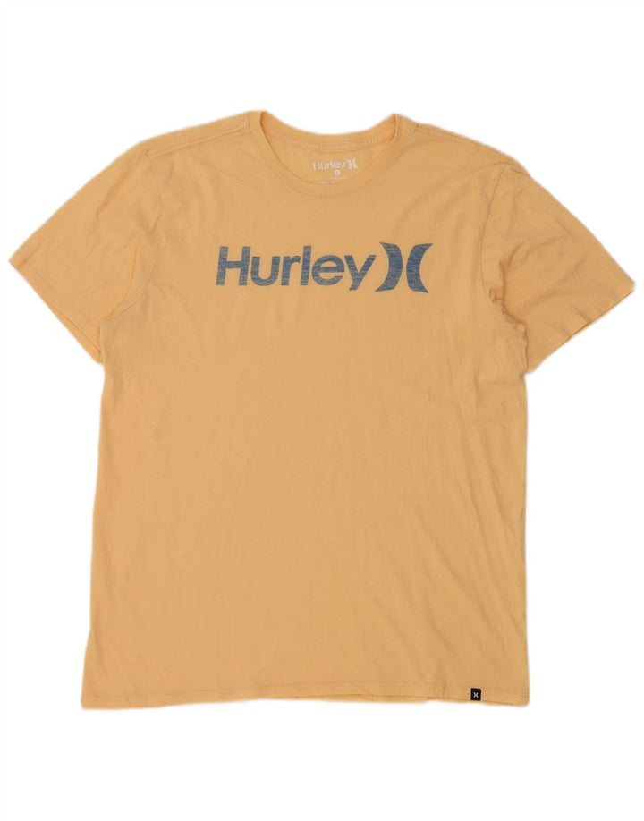 HURLEY Grafisk T-shirt top til mænd Stor gul bomuld